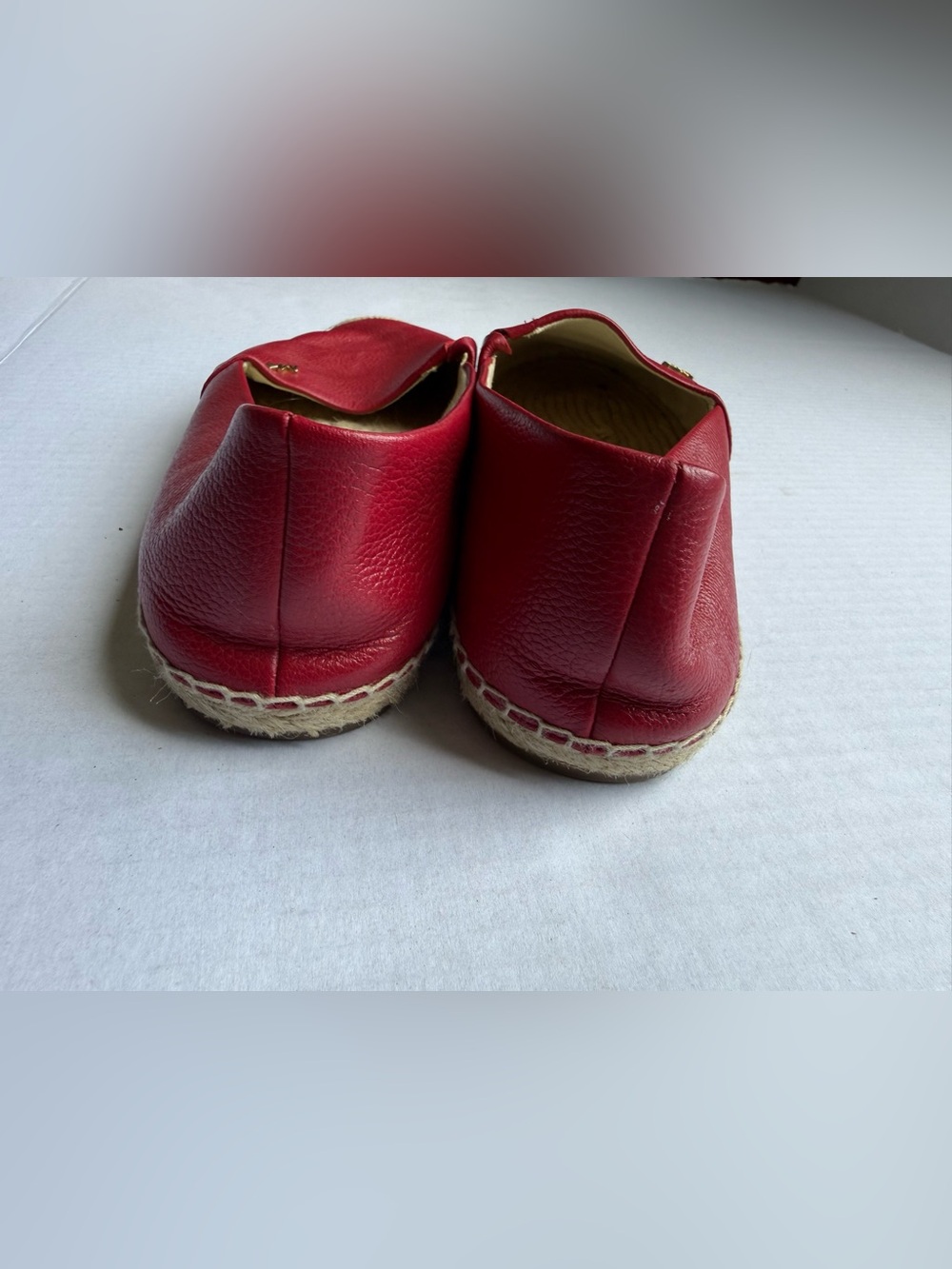 Michael Kors Red Leather Espadrille Flats with MK Accent EUC W8.5 - Picture 2 of 4